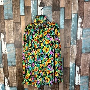 Adrianna Papell silk Multicolor Floral Blouse with matching scarf